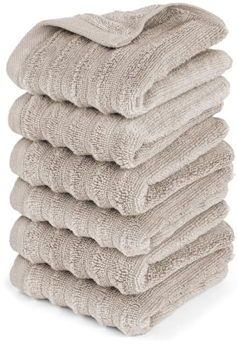 Pure Label Gästehandtuch 6-TLG. 6x30x50cm 100% Baumwolle saugstark, Taupe | Spürbar weich, saugstark und ideal für Bad, Gäste und täglichen Komfort