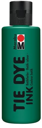 Marabu TIE DYE INK Batikfarbe in Dunkelgrün, 80 ml Farbe auf Wasserbasis, vegan, strahlende Stofffarbe für helle Textilien bis 20% Kunstfaseranteil, 17300004068