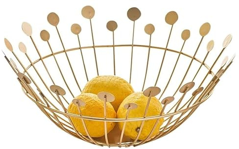 NTIYOU Corbeilles à Fruits Bol à Fruits doré, Grands paniers à Fruits en Fil métallique for Cuisine, Salon, Maison Moderne, Support de Table for collations à Pain Legumes Petit