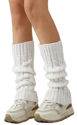Golden Apple Women Knitted Leg Warmers Slouchy Boot Socks, y2K Harajuku Knee High Stockings