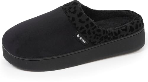 Isotoner Chaussons pantoufles Mules femme velours ultra doux, compensées, 39, noir