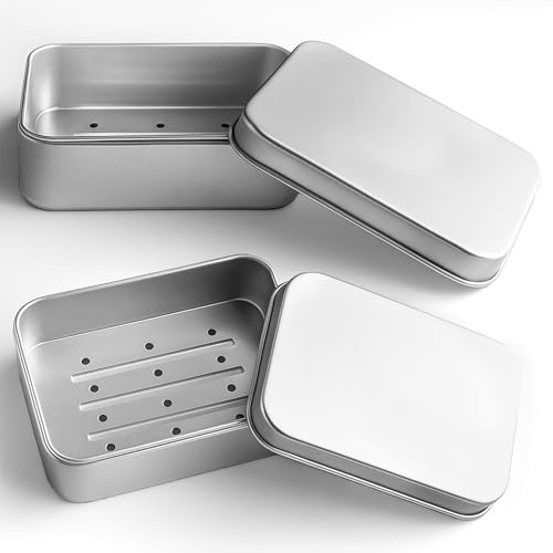 2 Stück Seifendose aus Aluminium Seifendose Reise mit Abtropfgitter wasserdichte Seifenbox Reise Seifenschale für die Aufbewahrung von Hause Reisen Badeseifen, und Rasierschaum Macht