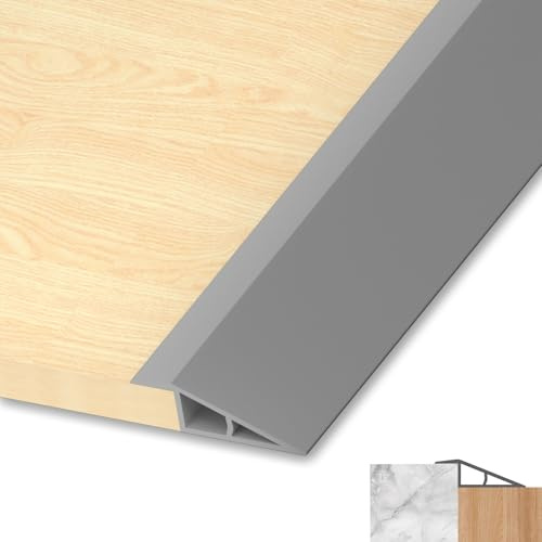 LIHIQIYA PVC dörrtrösklar list, övergångsprofil självhäftande, övergångslist golv höjdutjämningslist för parkettgolv laminat trösklar (grå, 22 mm till 25 mm, 1 m)