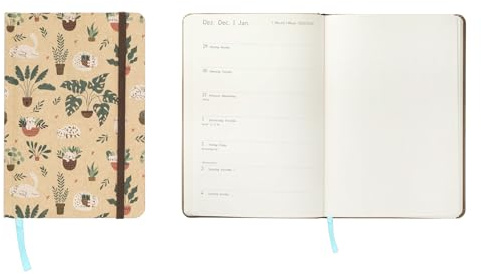 Idena 12067 – fickkalender 2026 i formatet 13 x 21 cm, 1 vecka på 1 sida, mötesplanerare i ljusbrun med kattmotiv, gummiband, innerficka och läsband
