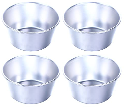 4Pcs Round Carbon Steel Egg Tart Mould, Non Stick Coated Pudding Cup, Mousse Jelly Egg Tart Baking Mould(4Pcs)