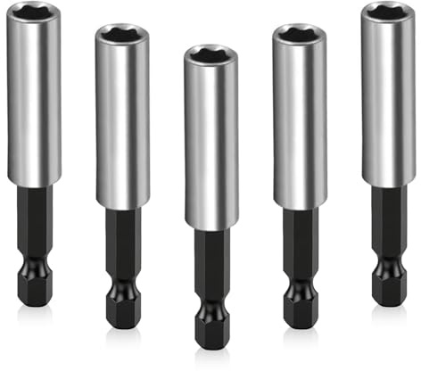 5 Pièces Porte-embouts Magnétiques, 60 mm 1/4 Embout Visseuse a Choc Tournevis Aimanté Extension D'embout à Changement Rapide pour Perceuses et Tournevis