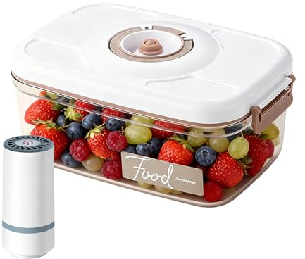 Contenitore per alimenti sottovuoto da 1,2 l, con pompa per vuoto elettrica Gen, materiale per uso alimentare, organizer rettangolare per frigorifero, per la preparazione e la conservazione dei pasti