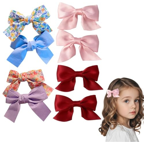 TEOZBLU 4 Paio accessori capelli bambina, Fiocco Capelli Donna, Mollette Capelli Elegante con Fiocco in Gros-grain, Accessori per Capelli Moda Ragazze Matrimonio Compleanno (Rosso/Rosa/Blu/Viola)