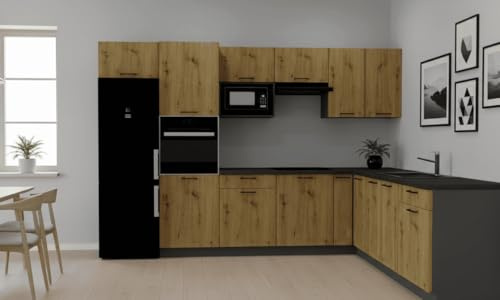 Genérico Muebles de Cocina esquinero en L 260 y 240 cms Conjunto Color Roble Madera ref-204B
