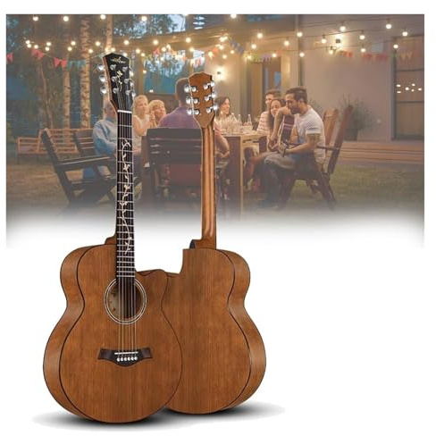 Holz-Akustikgitarre For Erwachsene, Akustikgitarre Mit 6 Stahlsaiten Und Gitarrentasche, Grundlehrgang For Folk-Gitarre For Anfänger(Light brown,40 inches)