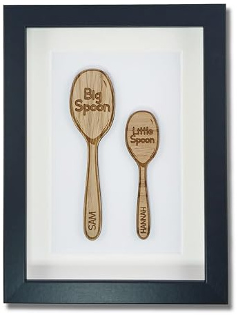 Personalised Wooden 'Big Spoon Little Spoon' Valentine's Day Box Frame Add your names - Anniversary, Birthday or Wedding