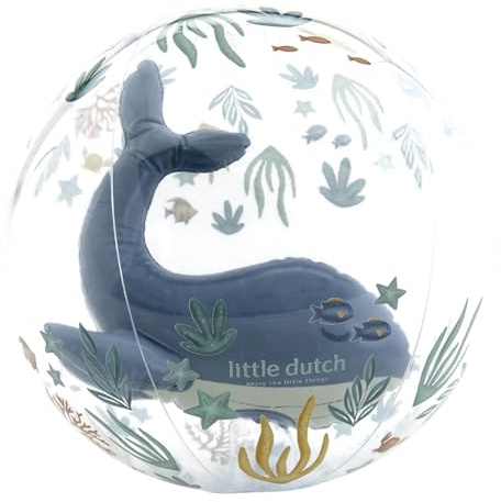 Little Dutch Kinder Strandball Wasserball - Strandspielzeug - mit 3D Wal - Aufblasbar für Jungen ab 2 Jahren - Ocean World blau