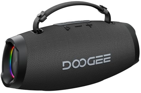 DOOGEEEco Cassa Portatile Potente 100W Picco,80W RMS,Speaker Wireless IPX5,15 Ore Autonomia,TWS Stereo,Bassi Profondi,RGB,Power Bank,USB TF AUX (BLACK)