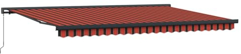 HGFDVCMR Auvent rétractable 500 x 300 cm - Auvent à bras articulé pour terrasse et jardin - Protection solaire manuelle en tissu et métal - Auvent élégant pour l'extérieur - Rouge et noir