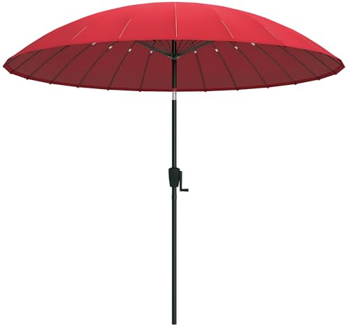 Outsunny Parasol de Jardin Inclinable Rond 24 Baleines 2,60 m Rouge