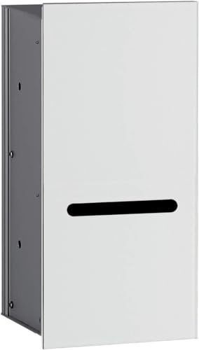 EMCO ASIS 2.0 Unterputz Toilettenpapierhalter, Front, Einbauschrank, rahmenlos, Türanschlag rechts Weiß 34,6 cm Unterputz Türanschlag links