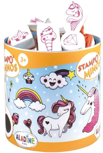 Stempelset Minos Einhörner, inkl. 18 Stempel und 1 Stempelkissen, kreativer Stempelspaß für Kinder ab 3 Jahren