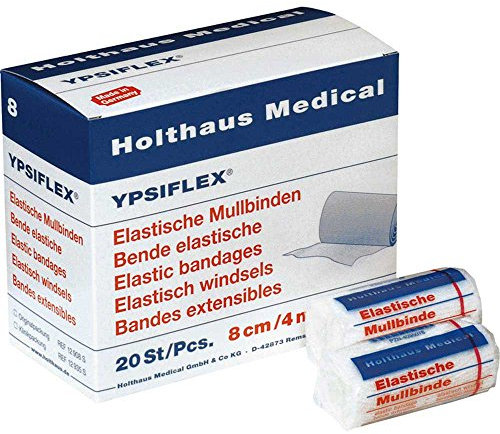 Holthaus Medical ypsiflex® Bandes de Gaze élastique de fixation, bandages, Lot de 12, gekreppt, 4 m, 1/20
