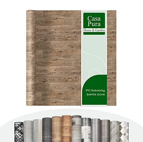 Vinyl Flooring Rolls by The Metre | Wood Effect, Tile Effect, Stone Effect PVC Flooring, Cushion Lino Floor Covering for Kitchen, Bathroom, Living Room (Bartek Oak, 100 x 350 cm)
