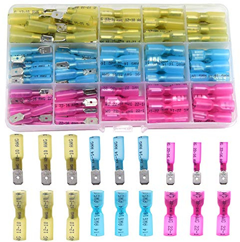 CEEYSEE 120PCS Heat Shrink Female Male Spade Connector Quick Insulated Splice Wire Connectors Set（RSZ)