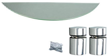 Velano Set Glasboden und Halter Glasregal abgerundet Trapez Ecke Rechteckig Glasablage Badablage Trapez schmal 60 x 15 cm/Dragon Clip