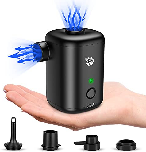 Elektrische Luftpumpe,4000mAh Wiederaufladbare Akku Luftpumpe Planschbecken Pool Kinder,Mini Luftpumpe Elektrisch Inflator mit 4 Luftdüsen,Schnell Inflator für Schlauchboot/Luftmatratze