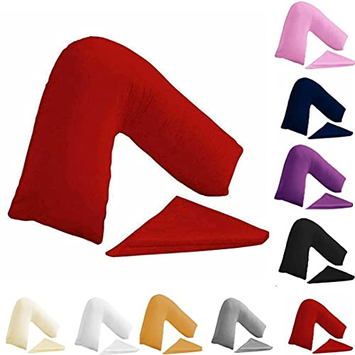 BuzzBuy Federa per cuscino a forma di V, 100% policotone, supporto ortopedico per schiena e collo, per gravidanza/allattamento, solo federa (rosso)