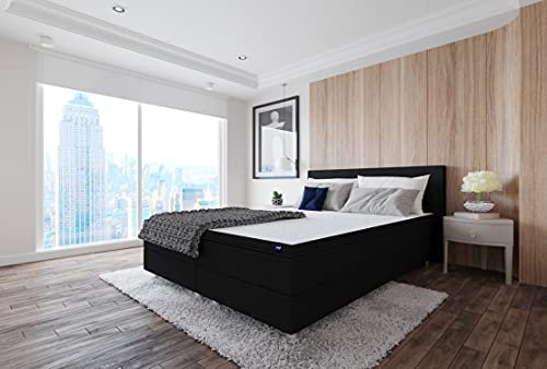 Best For Home Boxspringbett | Doppelbett mit 7-Zonen Bonnell-Federkernmatratze und Topper | Boxspringbett 160x200 mit Stauraum für Schlafzimmer | In verschiedenen Größen und Farben erhältlich