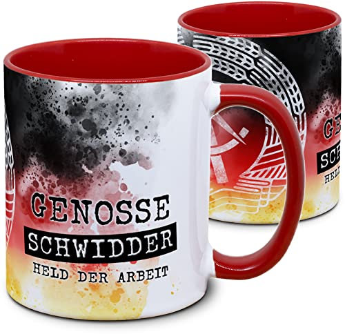 DDR Tasse: Held der Arbeit - mit individuellem Namensdruck - DDR Flagge - Hammer Zirkel Ährenkranz - Ostalgie, Nostalgie, Geschenk, Retro, rot
