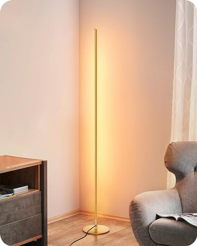 EDISHINE Floor Lamp, Remote Control & Foot Switch Floor Lamps for Living Room, 10%-100% Dimmable Standing Lamp with 7 Color Temperature, 57.5 Tall Corner Floor Lamp for Bedroom, Office, Gold