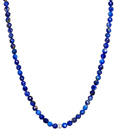 BERGERLIN Naturstein Perlenkette Damen Herren, facettiert, Gold/Silber | Facettierte Naturstein Perlenkette: bunte Halskette Damen & Herren, echte Edelsteine – vom deutschen Prüflabor bestätigt.