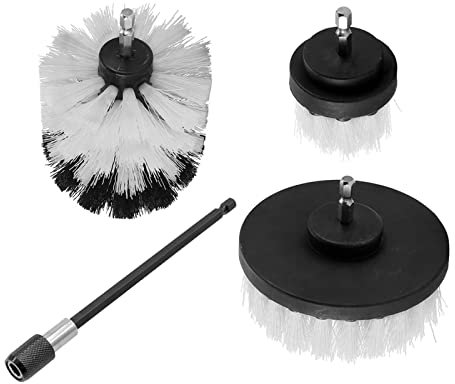 Drill Brush 4Pcs Scrub Brush Drill Attachment Kit, Power Scrubber Cleaning Kit for Bathroom Surfaces, Grout, Floor, Tub, Tile, Corners, Kitchen and Car Wheels