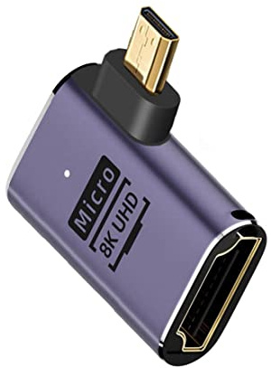chenyang Adaptador convertidor CY Micro HDMI 2.1, Micro HDMI macho a HDMI hembra 90 grados ángulo izquierdo adaptador convertidor de extensión UHD