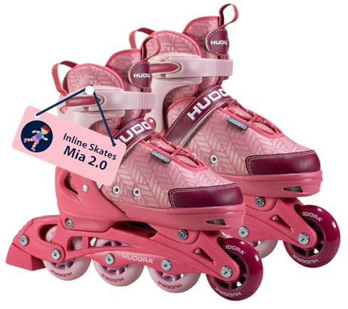 HUDORA Inline Skates Mia / Leon 2.0 - Inliner für Kinder / Jugendliche & Erwachsene in versch. Größen & Farben - Roller Skates bis zu 4 Größen verstellbar - bequeme & stilvolle Rollerskates