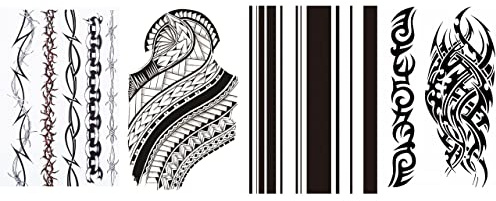Tribal Arm Tatuering Armband Linjer Tråd 4 Ark Set P4