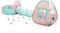 3 in 1 Pop Up Kids Play Tent with Tunnel and Ball Pit for Kids, Boys, Girls, Babies and Toddlers, Indoor/Outdoor Playhouse,Orange Pink/Light Green