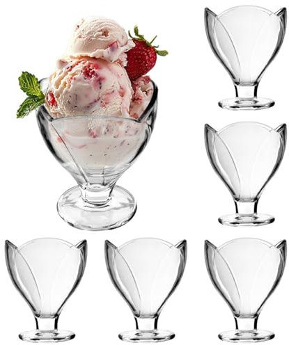 KADAX Cuencos de postre con pie, copas de helado, copas transparentes, vasos de helado, cuencos de helado, vasos de postre para helados, aperitivos y postres y frutas (6 unidades)