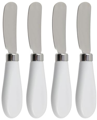 FarBoat 4 Pack Stainless Steel Butter Spreader and Porcelain Handle, Cheese Spreader for Bread Cake, grey
