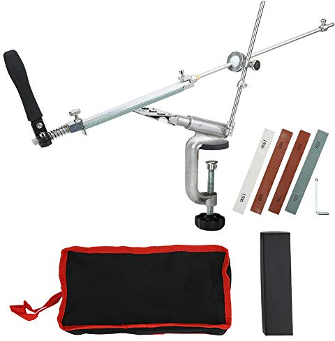 Glomora Knife Sharpener, Fixed Angle Kitchen Sharpening KitBracket Tool with 4 Sharpening Stones, Reversible