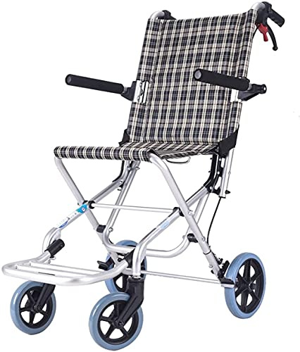 Chaise de transport pliante avec repose-pieds pour adultes – Fauteuil roulant de voyage avec roues de 20,3 cm, pliable et compact