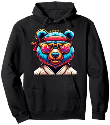 Karate Bär Kampfsport Brille Bandana Pullover Hoodie