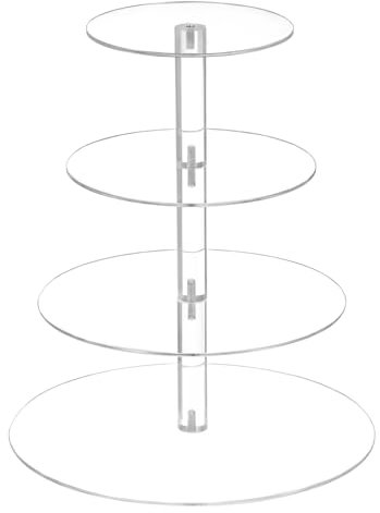 QWORK® 4 Livelli Alzata per Torta, Alzata Torta Acrilico, Torre per torte Rotonda, Alzatina per Dolci, per Matrimoni, Compleanni, Feste