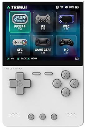 Triimuii BRICK Portable Retro Video Games Consoles 3.2'' IPS Screen Handheld Game Players Emulator Linux System Allwinner (White)