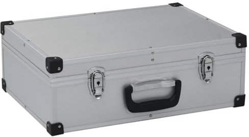 LAPOOH Werkzeugkoffer 46 x 33 x 16 cm Silber Aluminium, Werkzeugtrolley, Werkzeugset, Werkzeug-Sets, Tool Set, Werkzeugtasche Gefüllt