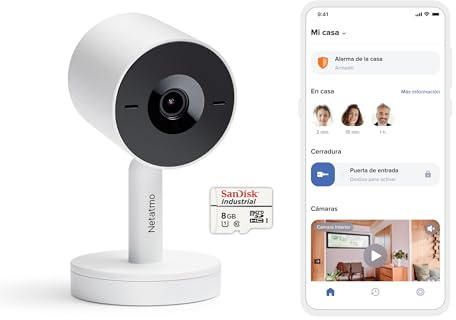 Netatmo Smarte Innenkamera Advance, KI-Optimierte Gesichtserkennung, 2-Wege-Audio, 130° Weitwinkelansicht, 2K HDR, 30 fps, Zoom X16, 2X SD-Karten - Weiß