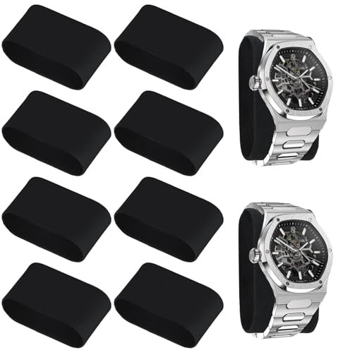Wisebom 10 Pcs Almohadas Para Reloj, 8x4,5x3cm Almohada Caja Relojes Cojín de Reloj Exhibición de La Joyería Almohada para Exhibición y Almacenamiento de Relojes, Pulseras y Joyas, Negro