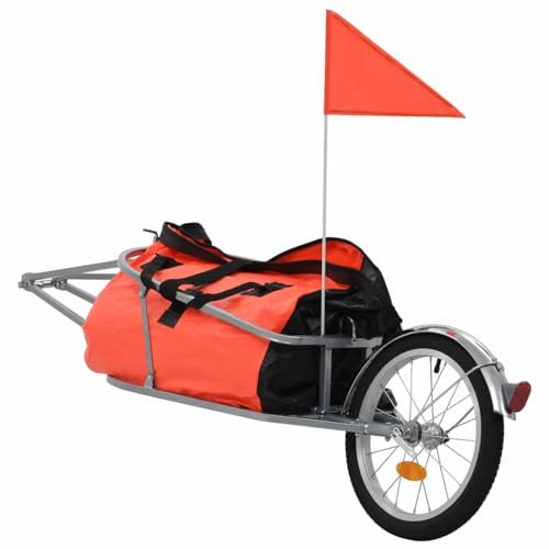 ERSINIAN Fahrrad-Gepäckanhänger mit Tasche Orange und Schwarz