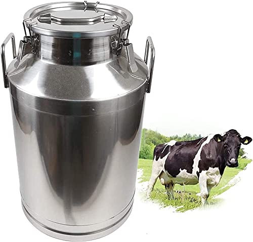 Seau de Transport de Lait, Seau à Lait en Acier Inoxydable 304, 12 à 60 L, Baril d'huile, Seau à vin, bidon à Lait avec Couvercle en Silicone pour Stockage de liquides, 20 L (5,3 gallons)