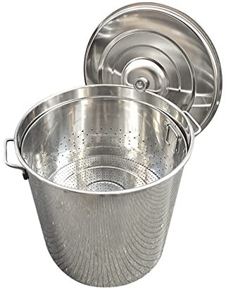 Marmite Commerciale en Acier Inoxydable 27QT/45QT/63QT, Panier-passoire Robuste pour extérieur, Grande marmite à écrevisses et Fruits de mer avec passoire, Compatible avec Tous Types de cuis