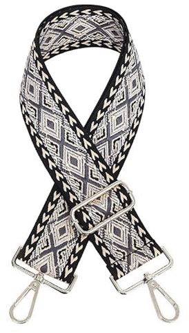 Blausky Verstellbarer Taschengurte 75-135cm,5cm Breiter Jacquard-Schultergurt,Tragegurt zum Wechseln Damen & Herren Taschenband Riemen mit Silber Karabiner DIY Zubehör für Handtaschen,Dunkelgrau